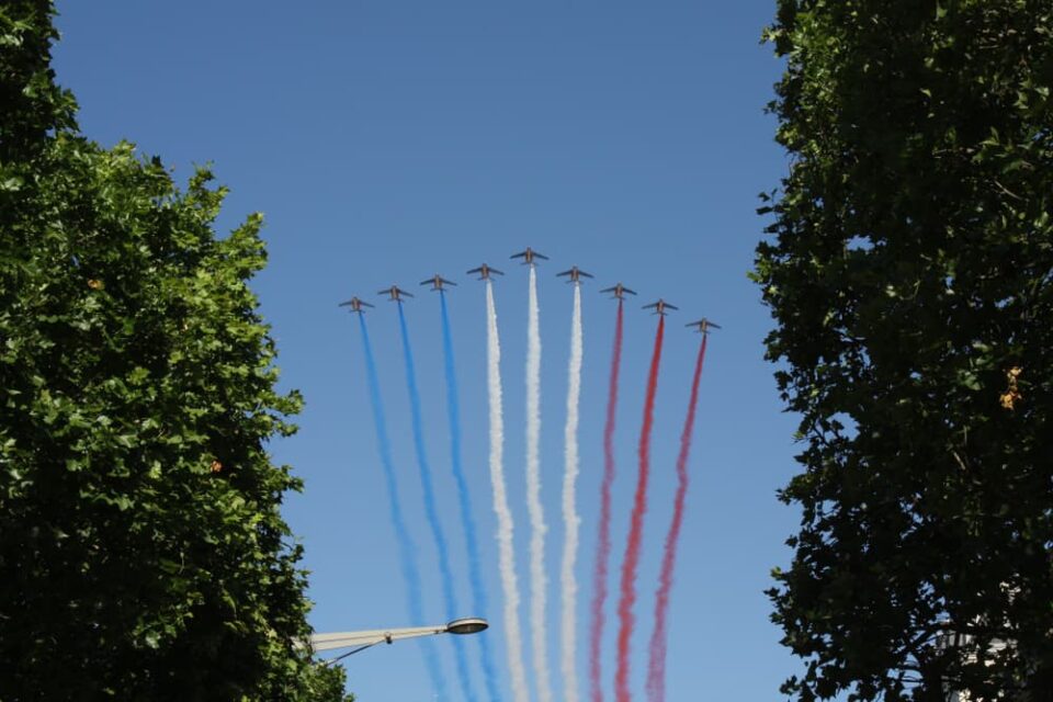 Jets flying over a Bastille Day celebration in France