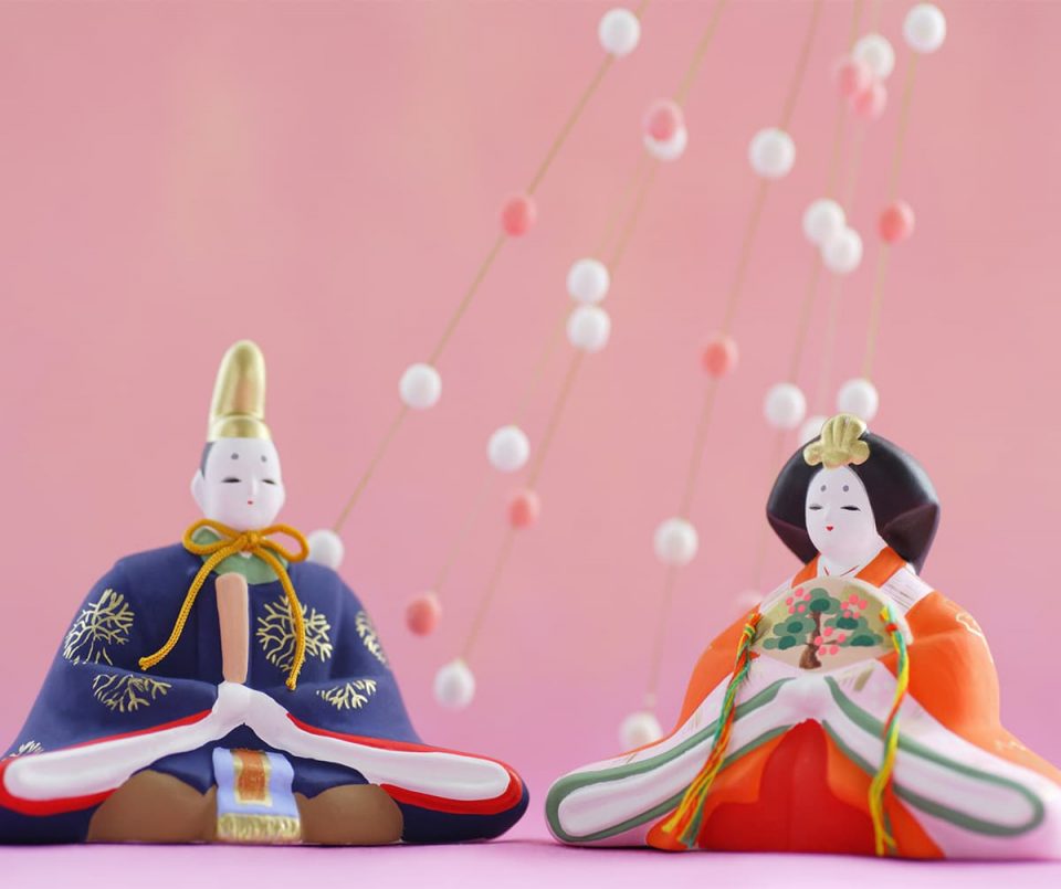 Dolls displayed on Hina Matsurii, a Japanese holiday for kids