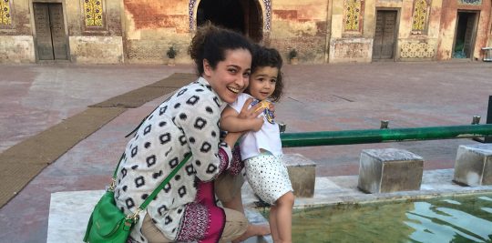 Mom and Child at Wazir Khan Masjid in Lahore, Pakistan