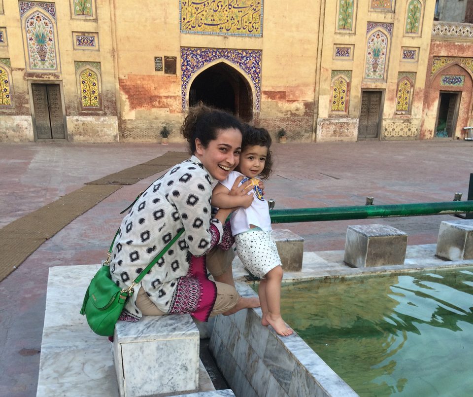 Mom and Child at Wazir Khan Masjid in Lahore, Pakistan