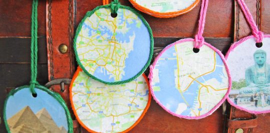 DIY map pendant craft
