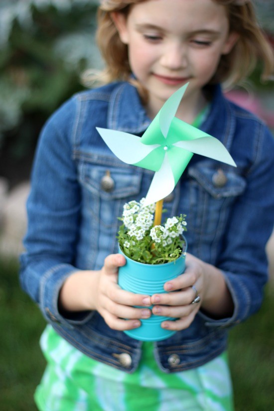 Girl with paper pinwheel