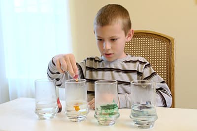 add food coloring and sugar to each glass as instructed