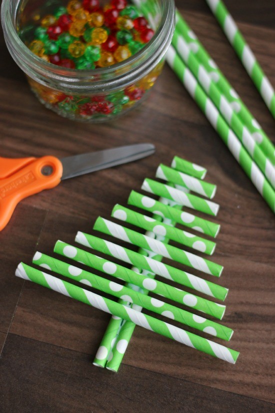 DIY paper straw ornament craft from Little Passports step 4