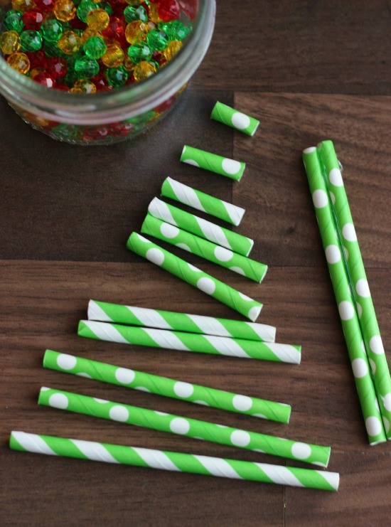 DIY paper straw ornament craft from Little Passports step 2