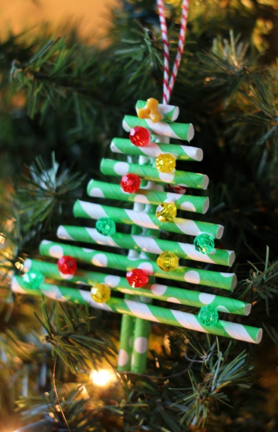 Paper Straw Snowflake Ornament