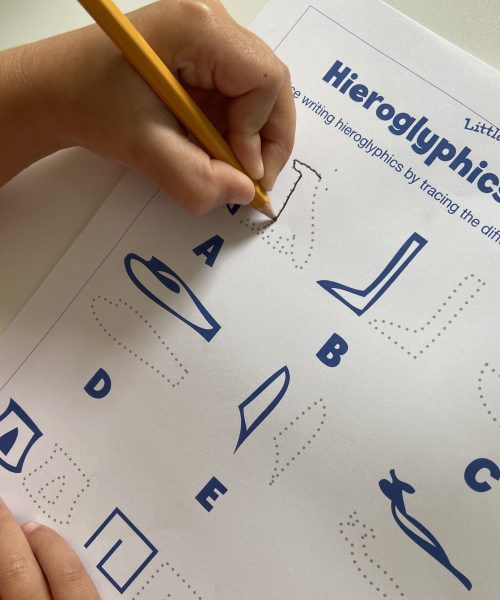 learn and practice writing hieroglyphics with this printable from Little Passports