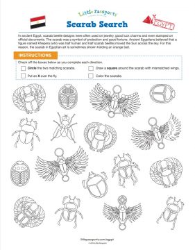 Scarab search printable from Little Passport's World Edition subscription line