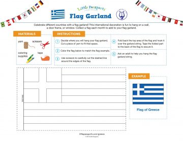 Flag of Greece flag garland printable from Little Passports' World Edition subscription line