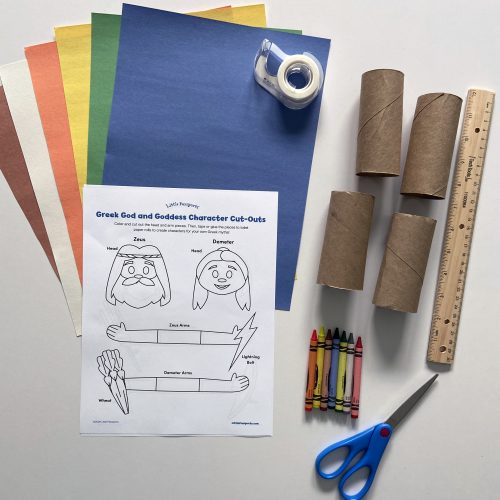 Supplies to make Greek gods and goddesses craft from Little Passports