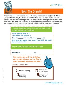 dreidel puzzle game printable from Little Passports' World Edition subscription line