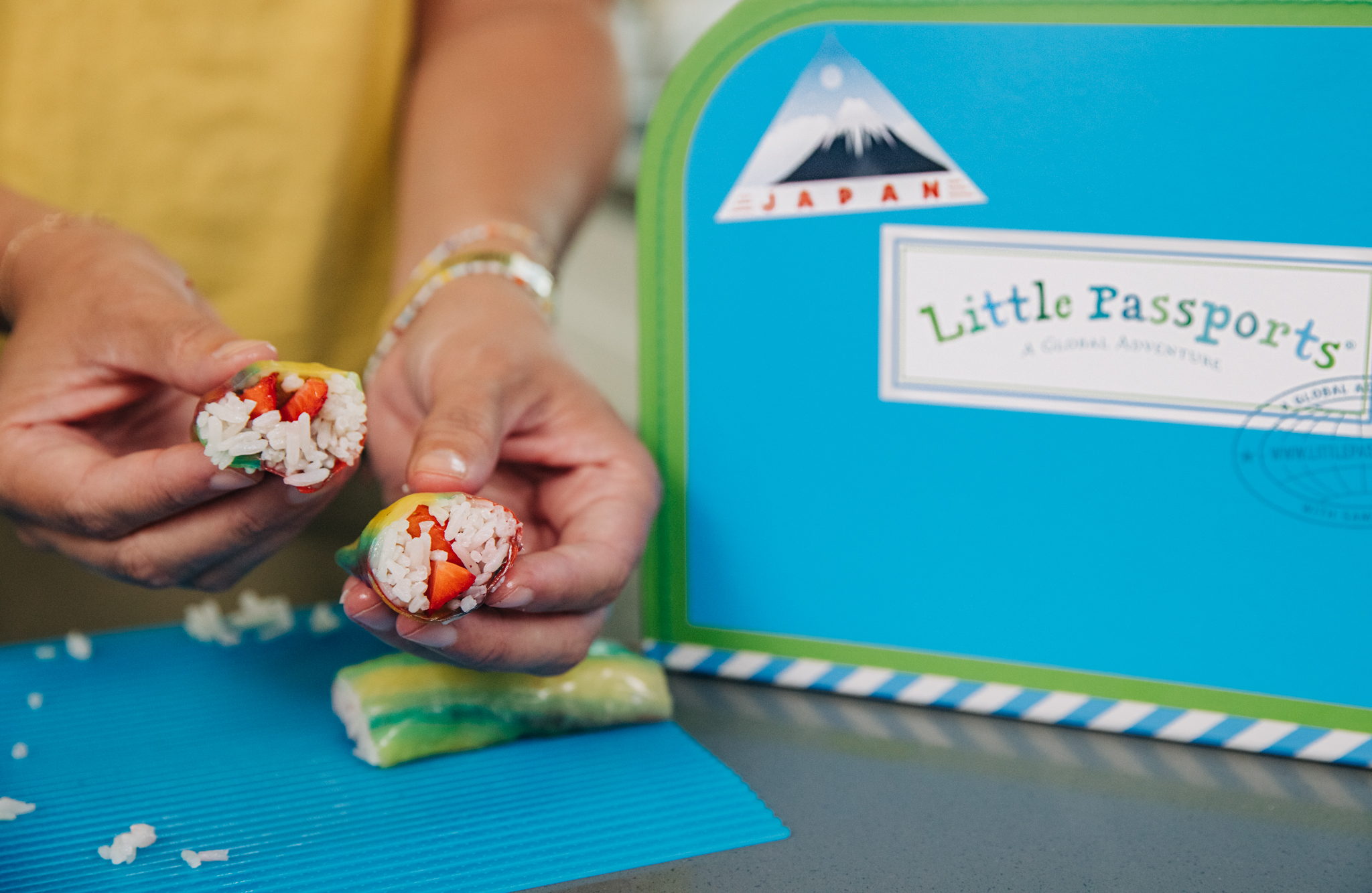 Enjoy the fruit sushi you made with Baby Boy Bakery and Little Passports!