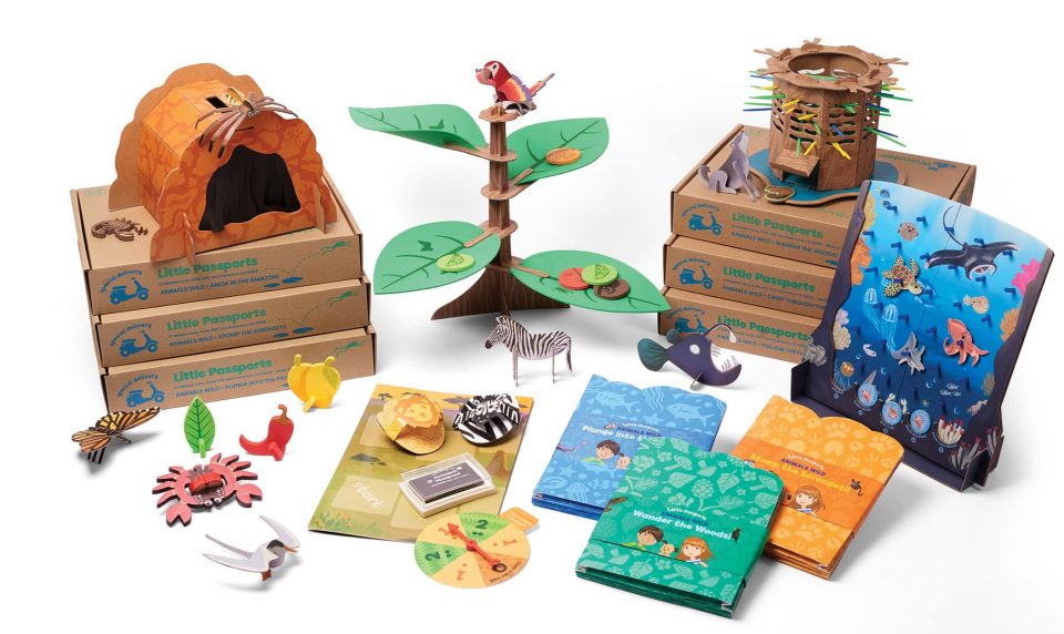 Boxes and games from Little Passports’ Animals Wild subscription