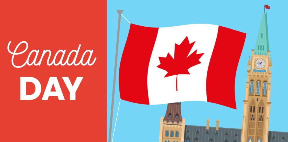 Blog header: Canadian flag and parliament building on right, text reading Canada Day on left