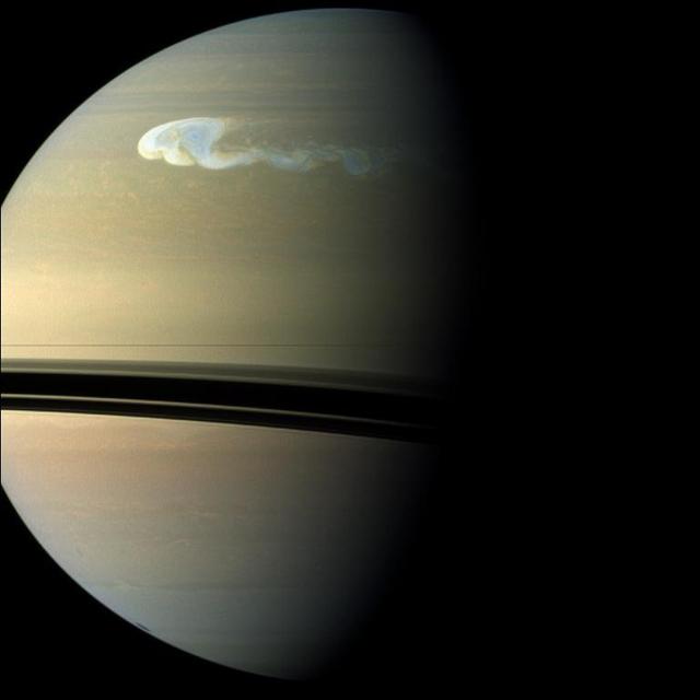 Colors of Saturn shown off by a storm in its northern hemisphere