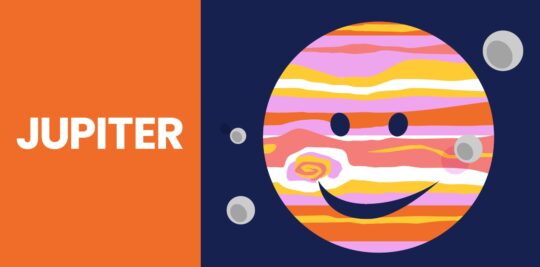 Blog header: Illustration of Jupiter and four moons on right, text reading "Jupiter" on left
