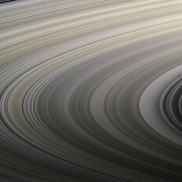 Saturn's rings photographed up close to see their bands