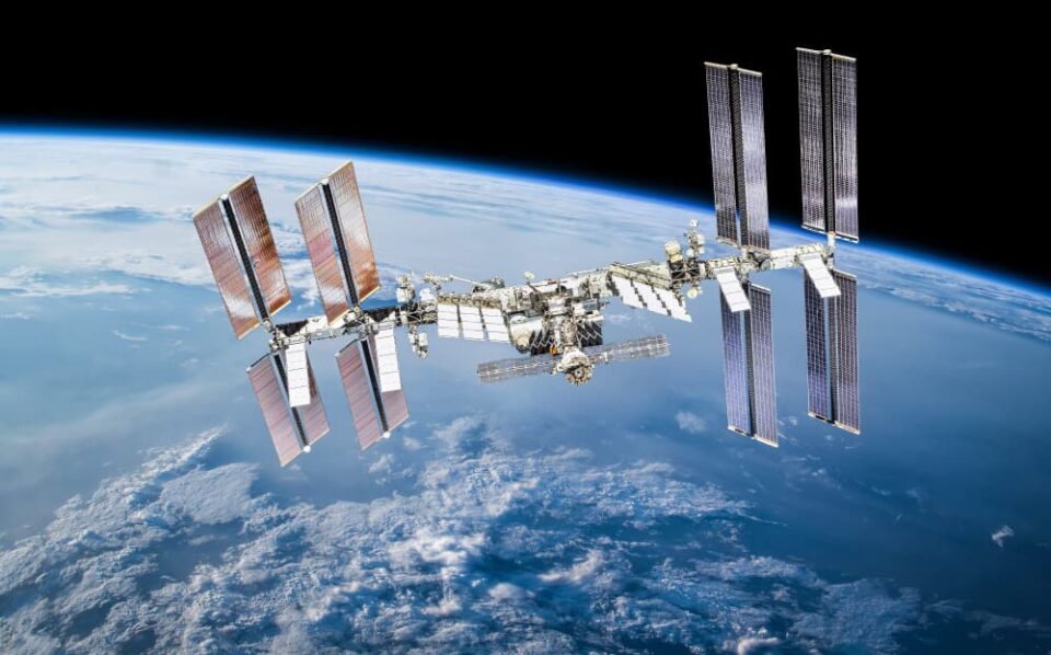 The International Space Station in orbit around the Earth