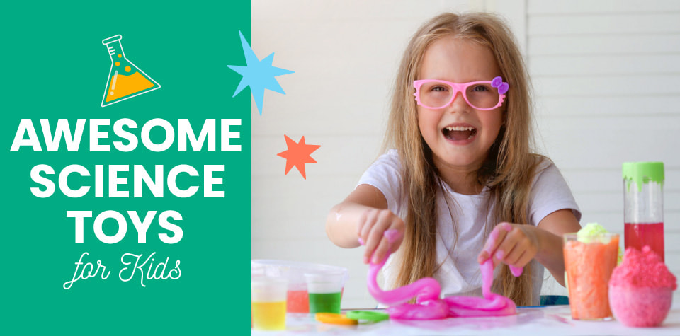 A little girl with glasses is having fun playing with homemade pink slime.