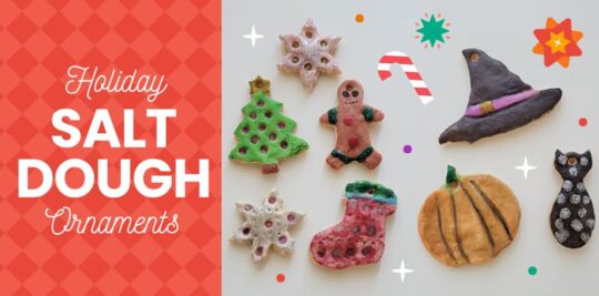 Blog header: holiday salt dough ornaments on the right, text reading "Holiday Salt Dough Ornaments" on the left