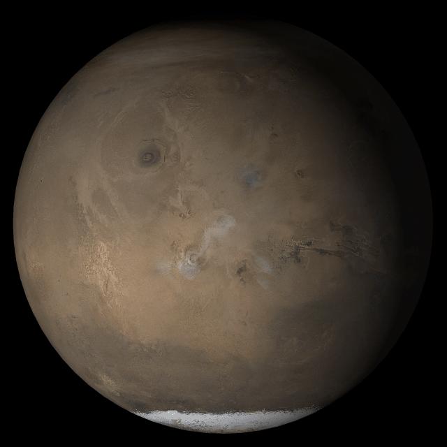 Satellite photo of Mars at Ls 211°: Tharsis