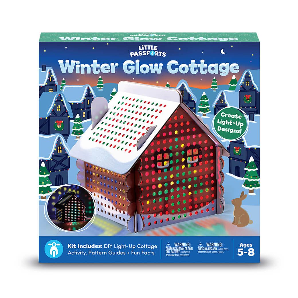 Build a winter cottage to light up the room while learning about the origins of beloved holiday symbols. Shop Little Passports today!