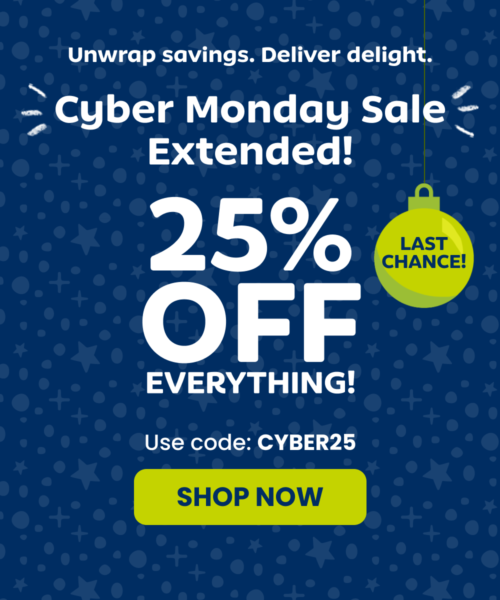 Cyber Monday. Deliver delight. Cyber Monday Sale Extended! 25% Off Everything! Use Code: CYBER25. Shop Now. Last Chance