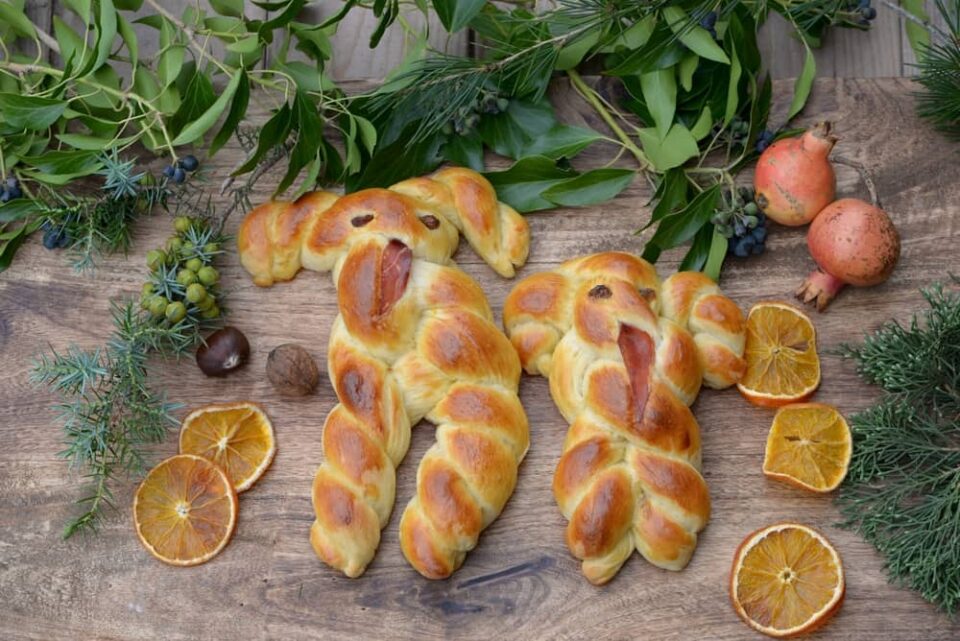 Sweet bread buns in the shape of Krampus.
