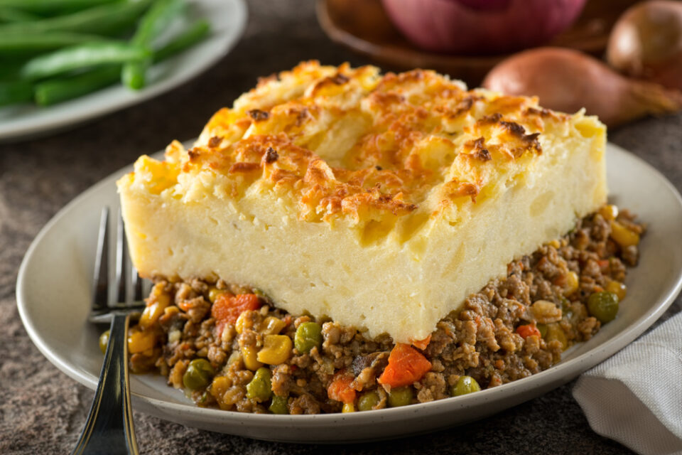 A portion of shepherd's pie.