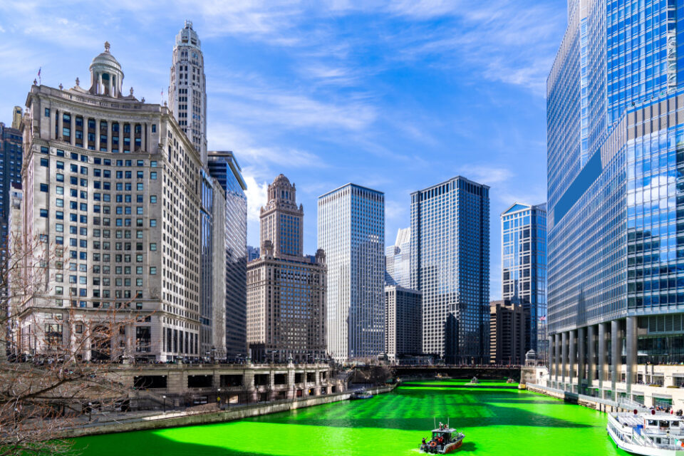 The green-dyed river in Chicago