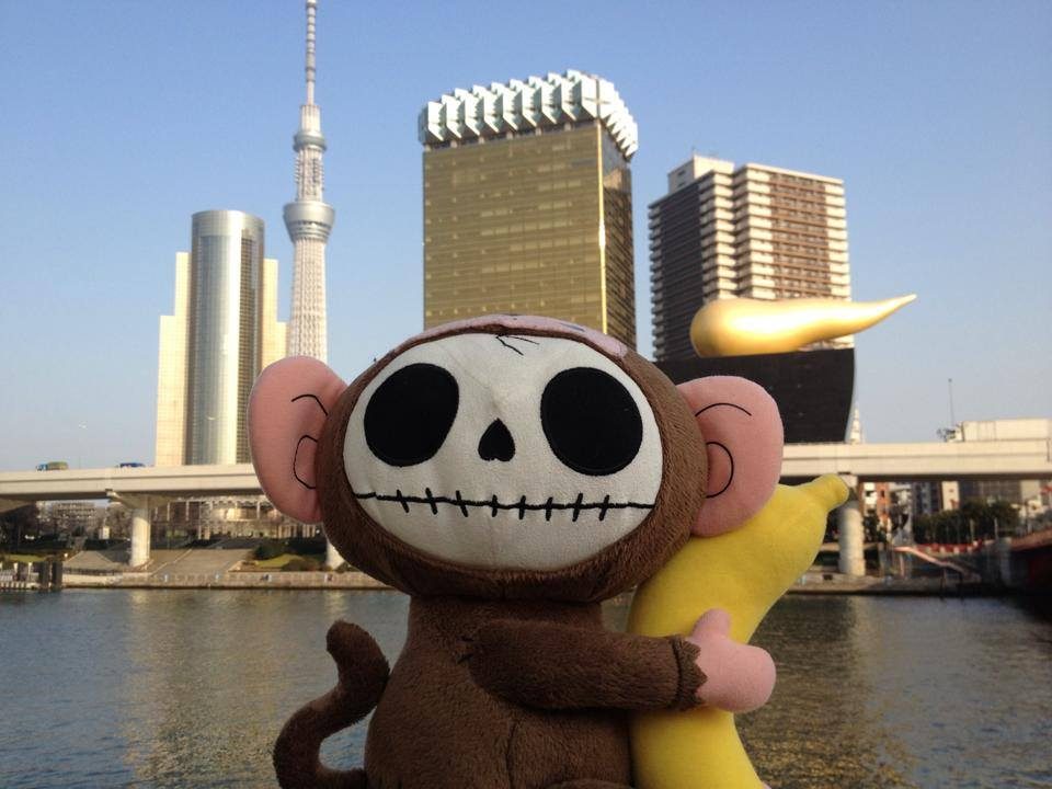 Stuffed monkey traveling in Japan