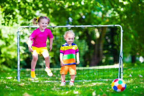 Kids playing soccer