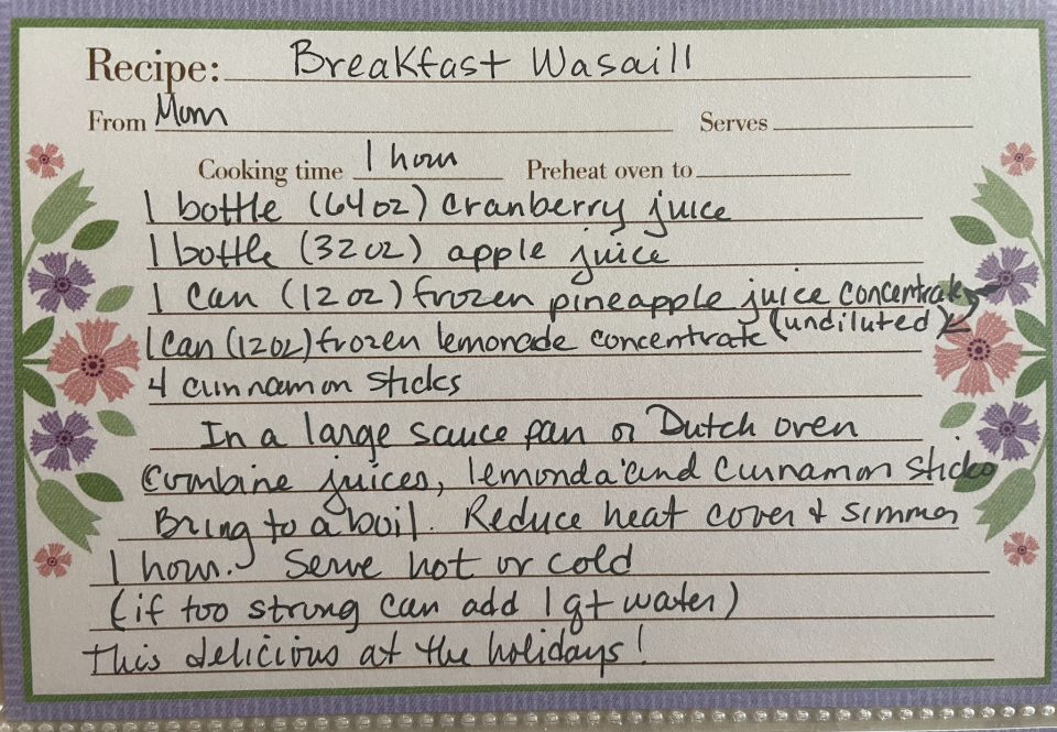 Debbie's breakfast wassail recipe card from Little Passports