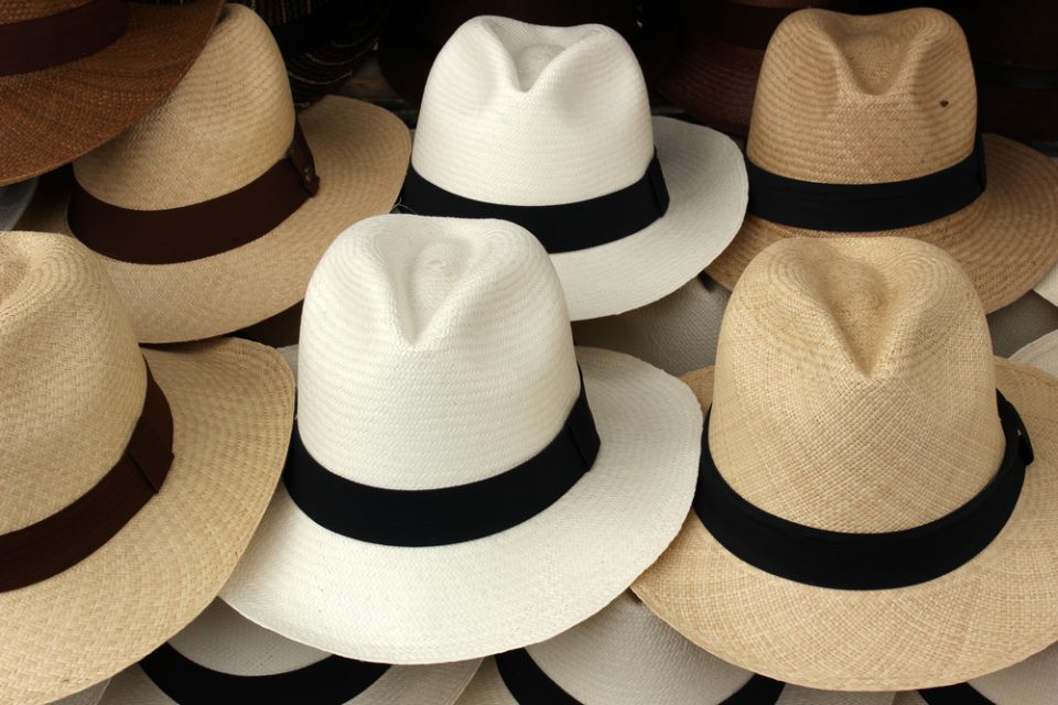 Toquilla hats displayed in a market
