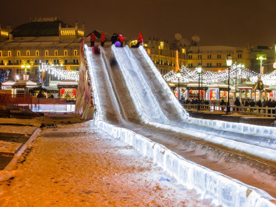 Ice slide in Moscow, Russia