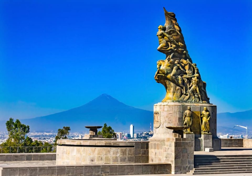 A statue celebrating the Mexican army's victory on Cinco de Mayo in Puebla, Mexico