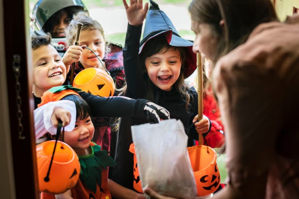 Children trick-or-treating on Halloween