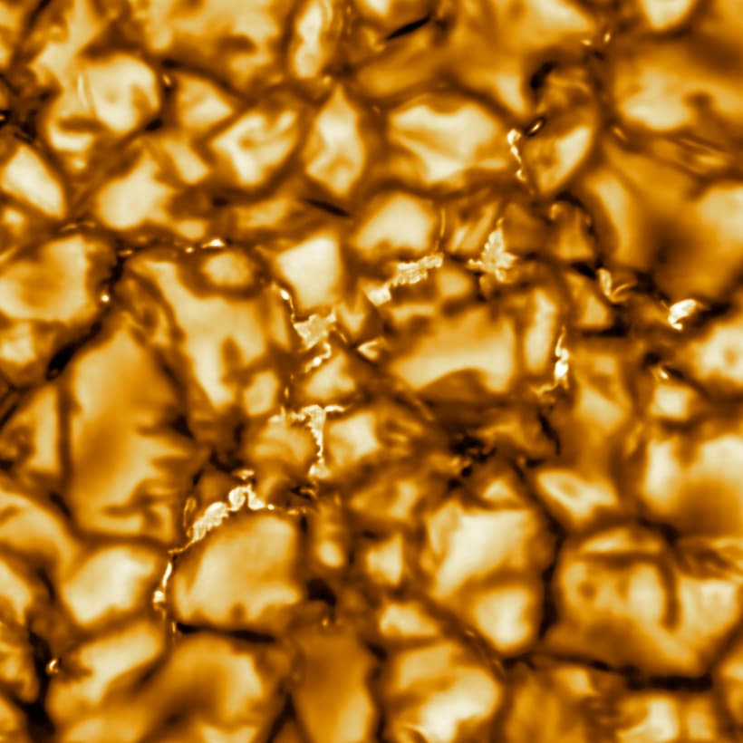 Roiling clouds of superheated gas on the surface of the sun