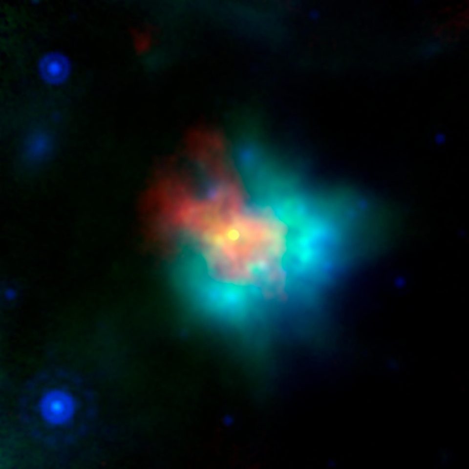 Neutron star G54.1+0.3 showing X-rays, infrared light, and radio waves 
