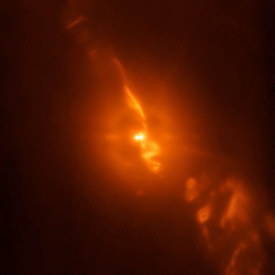 Image of a red star up close
