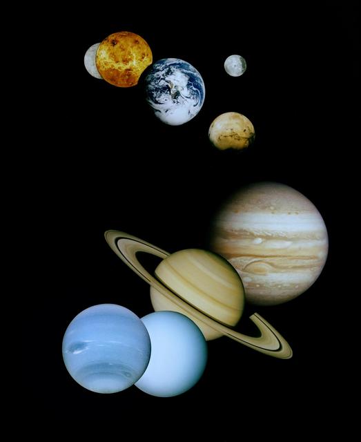 Collage of all the planets in the solar system