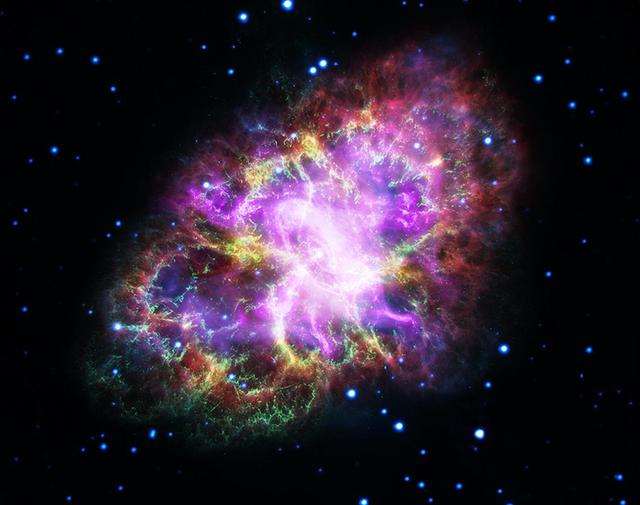 The Crab Nebula, the remains of a supernova that occurred in 1054 A.D.