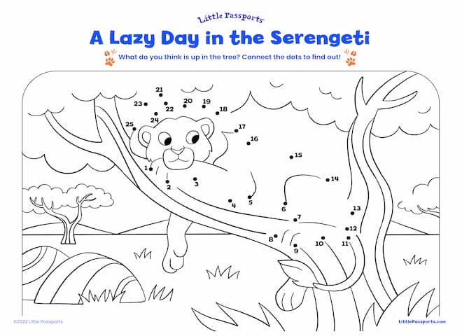 A Lazy Day in the Serengeti connect-the-dots activity from Little Passports